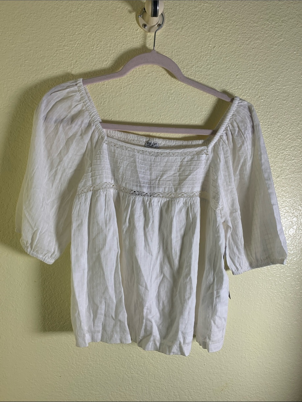 NWT DAILYLOOK White Square-Neck Peasant Blouse, Size S